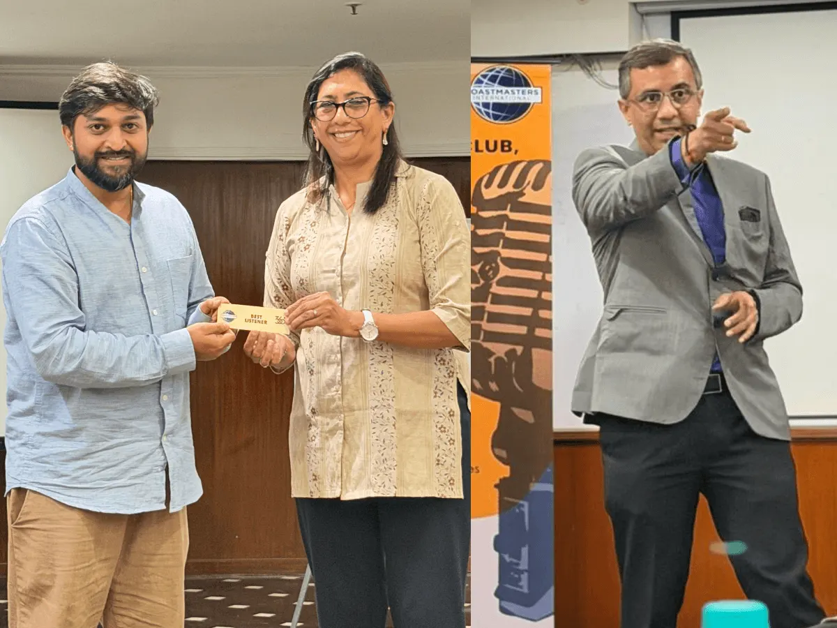 Toastmasters award recognition and public speaking moments during a meeting